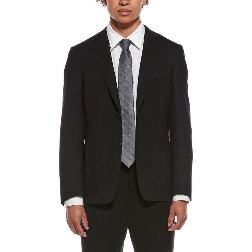 Canali Mens Wool-Blend Blazer, Black